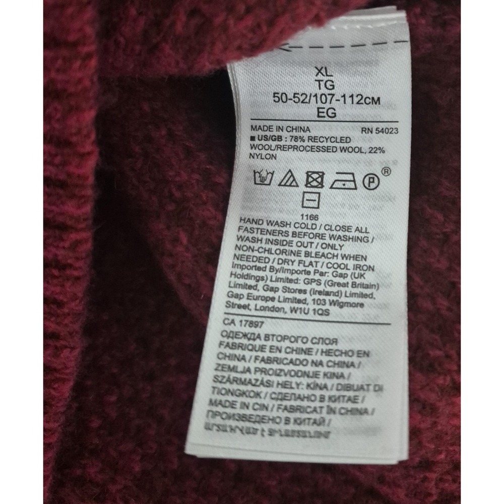 Banana Republic Sweater Mens XL Red Wool Blend Button Pullover Italian Yarn Knit - Picture 5 of 8